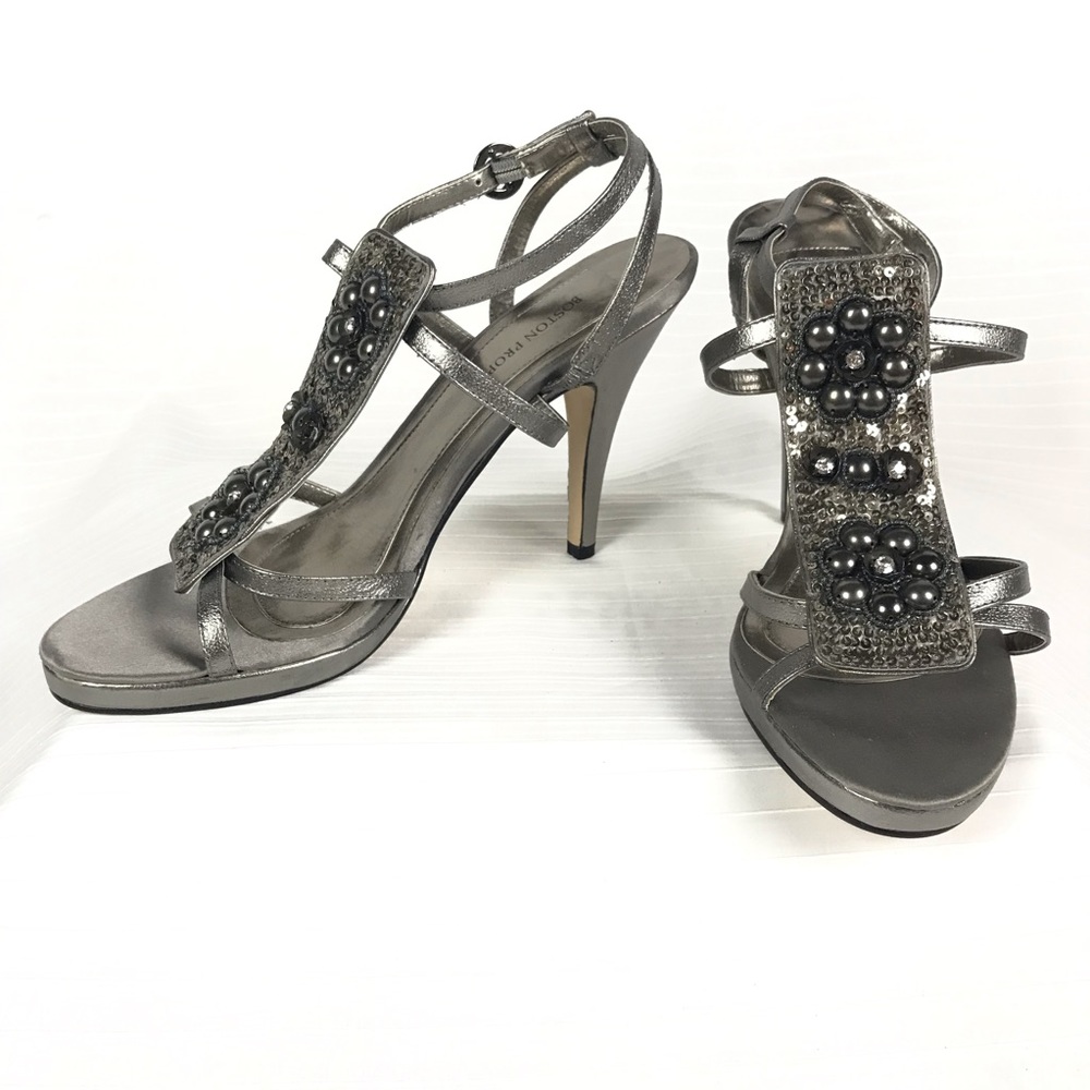 BOSTON PROPER Embellished High Heels Sandal Pewter